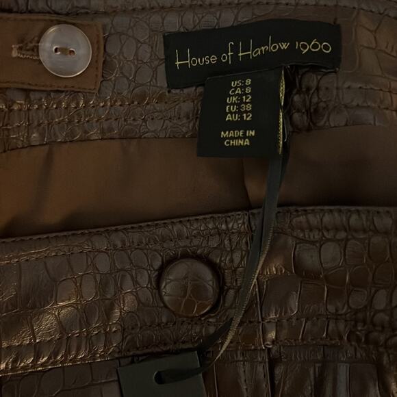 House of Harlow 1960 Snake Print Faux Leather A-Line Mini Skirt Size 8 - Picture 7 of 9